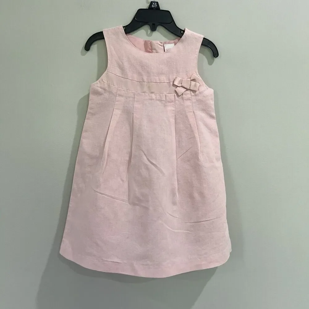 Old Navy Pink Toddler Linen Sleeveless‎ Dress Size 3t Long Length